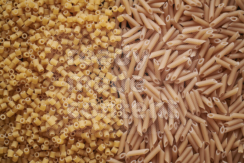 2 types of pasta filling the frame