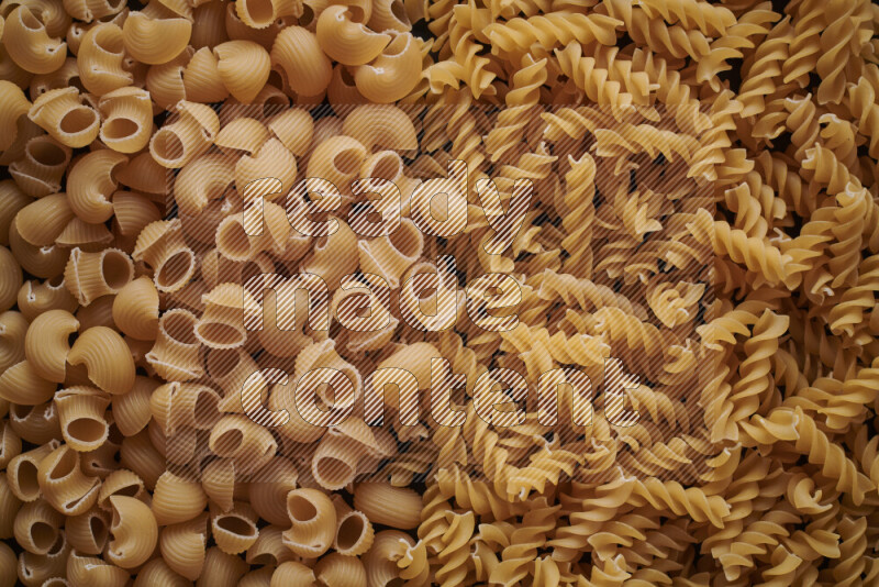 2 types of pasta filling the frame