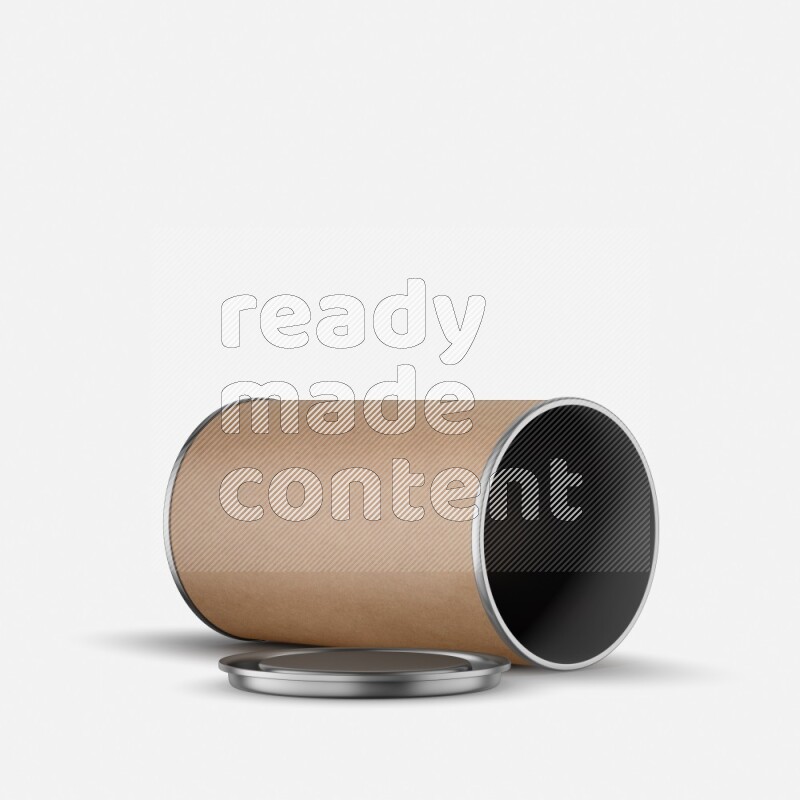 Kraft paper tube mockup with metal lid isolated on white background 3d rendering