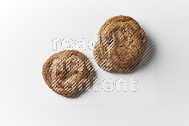 Chocolate chips cookies on a white background