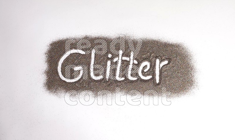 A word written with glitter on white background