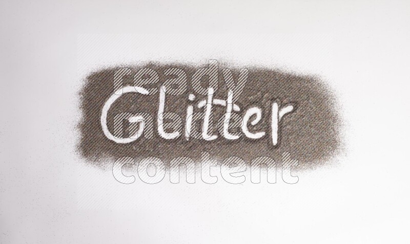 A word written with glitter on white background