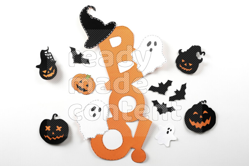 Halloween hand crafts on white background