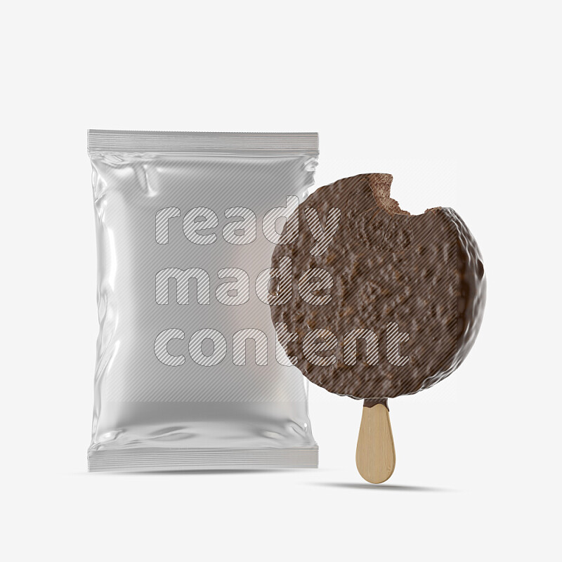 Chocolate ice cream stick mockup isolated on white background 3d rendering