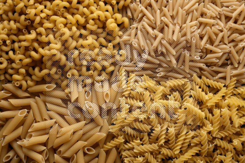 4 types of pasta filling the frame