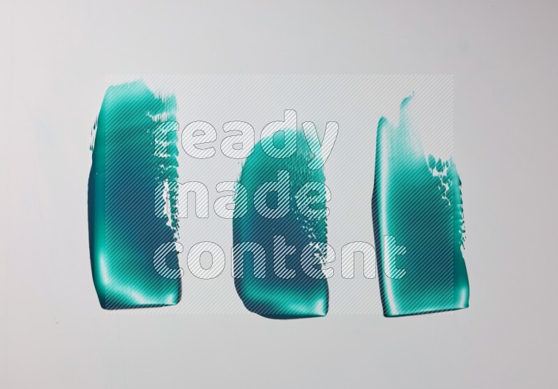 Turquoise painting knife strokes on white background