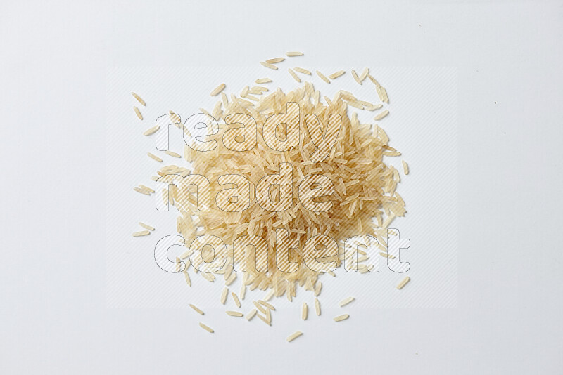 Basmati golden rice on white background