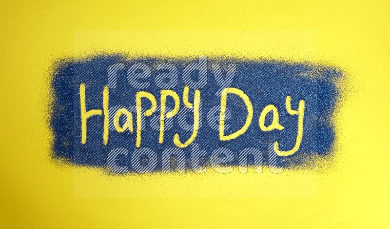 A sentence written with blue glitter on yellow background