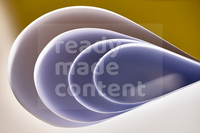An abstract art of paper folded into smooth curves in white and yellow gradients