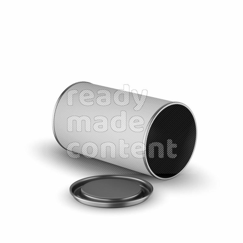 Paper tube mockup with matte label and metal lid isolated on white background 3d rendering