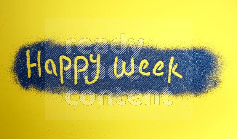 A sentence written with blue glitter on yellow background