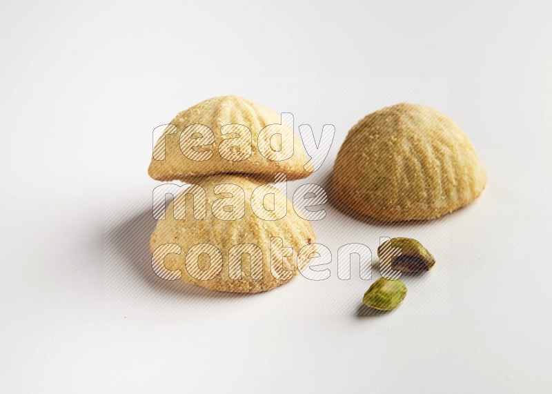 Three Pieces of Maamoul direct on white background