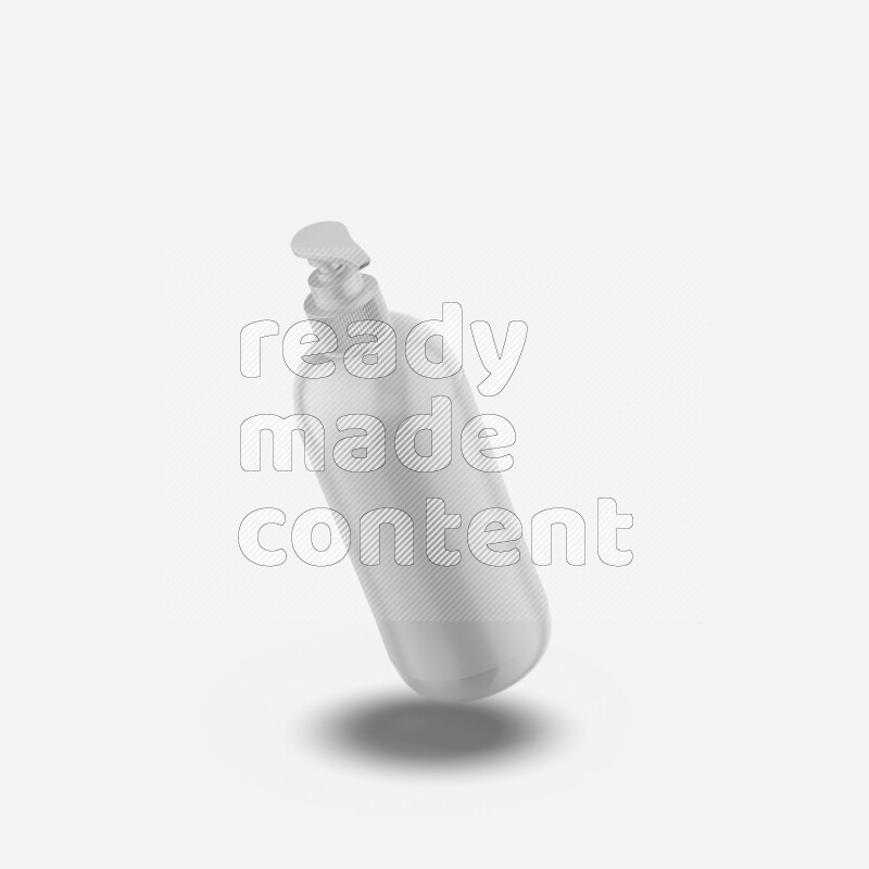 Plastic glossy cosmetic bottle with pump and label mockup isolated on white background 3d rendering