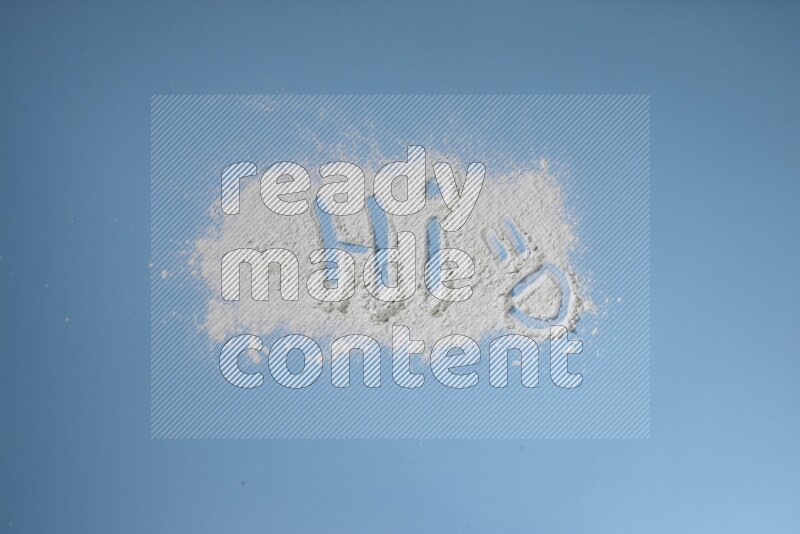 A word written with powder on blue background