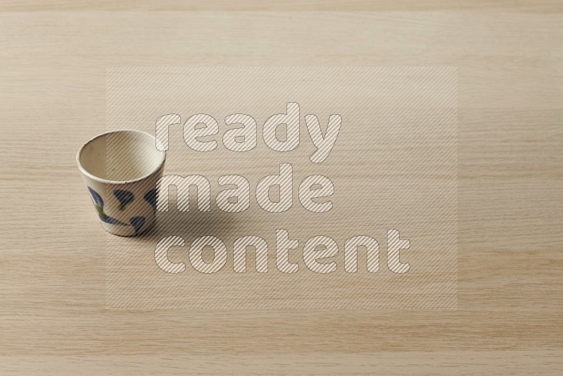 Pottery Cup on Oak Wooden Flooring, 45 degrees
