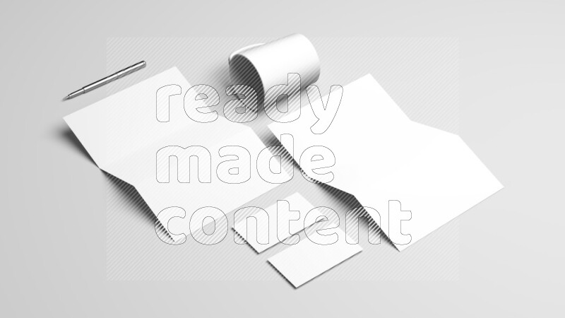 Corporate Stationery Elements, Blank White Textured Brand ID, On White Background