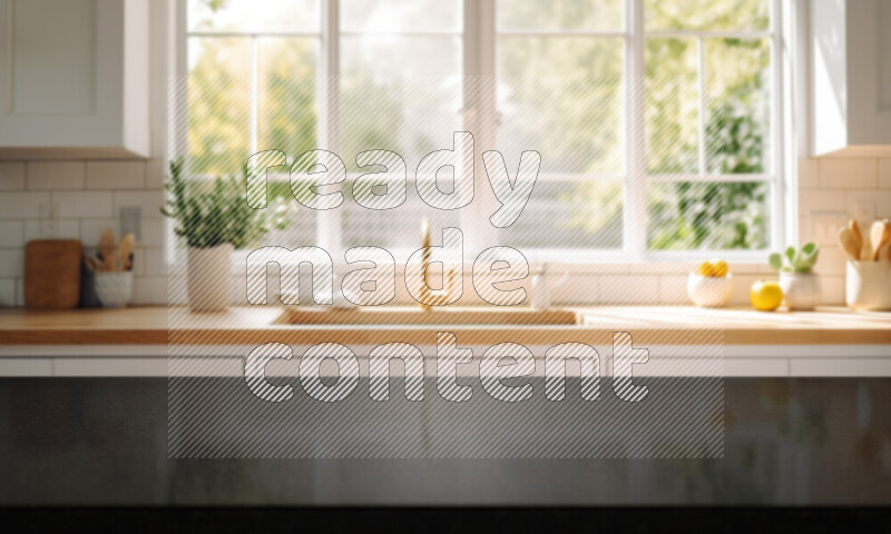 Kitchen tabletop with kitchen view