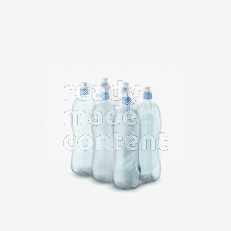 Plastic water bottles mockup wrapped isolated on white background 3d rendering