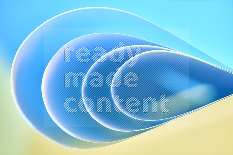 An abstract art of paper folded into smooth curves in green and blue gradients