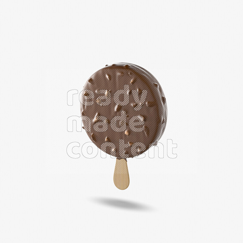 Chocolate ice cream stick mockup isolated on white background 3d rendering