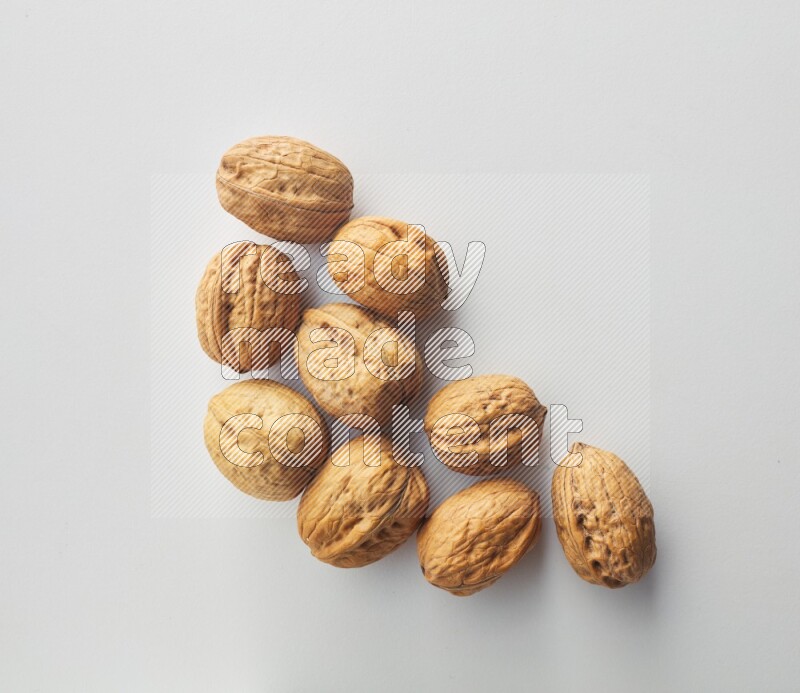 Top-view shot of walnut on white background