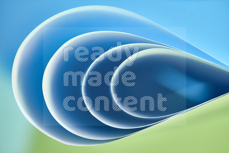 An abstract art of paper folded into smooth curves in green and blue gradients