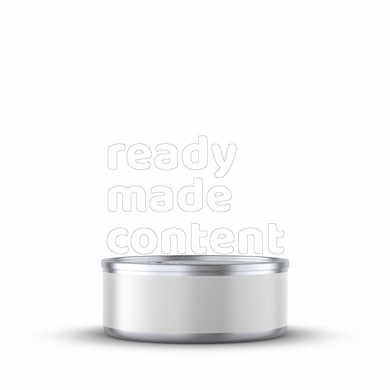 Glossy metallic tin can mockup with pull tab and label isolated on white background 3d rendering