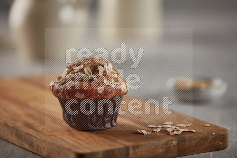 Multigrain cupcake on a wooden board