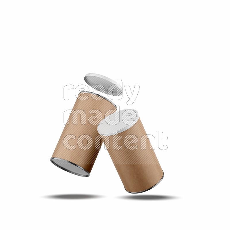 Set of Kraft paper tube mockup with plastic cap isolated on white background 3d rendering