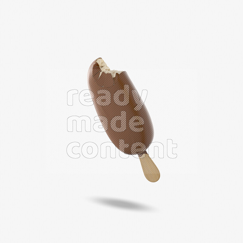 Chocolate ice cream stick mockup isolated on white background 3d rendering