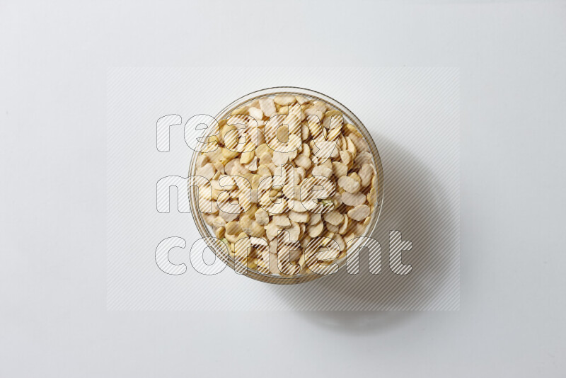 Crushed beans on white background
