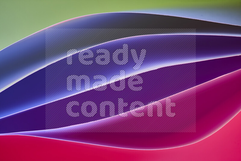 This image showcases an abstract paper art composition with paper curves in different cold and warm gradients created by colored light