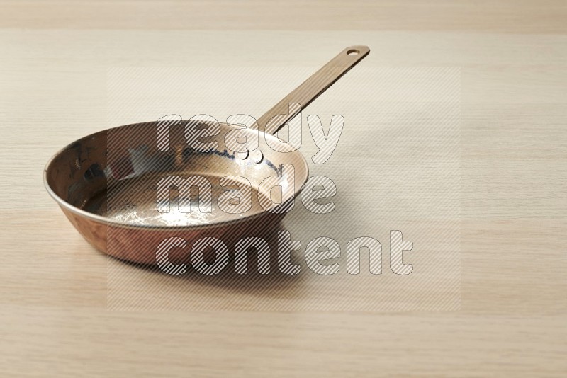 Small Copper Pan on Oak Wooden Flooring, 15 degrees