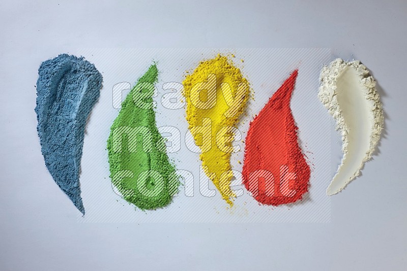 Multicolored powder strokes on white background