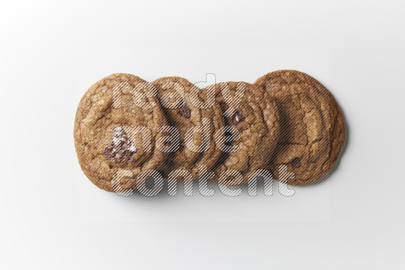 Chocolate chips cookies on a white background