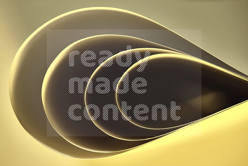 An abstract art of paper folded into smooth curves in gold gradients