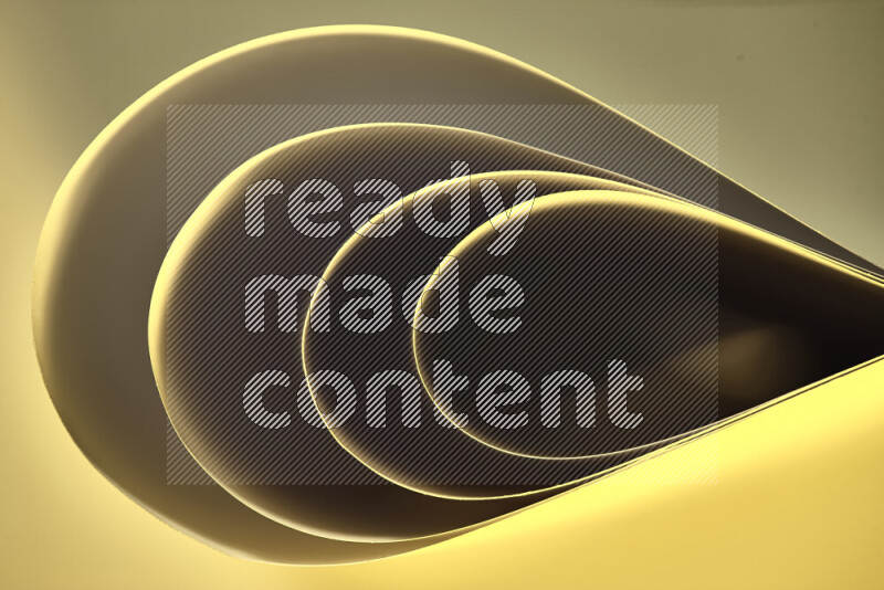 An abstract art of paper folded into smooth curves in gold gradients