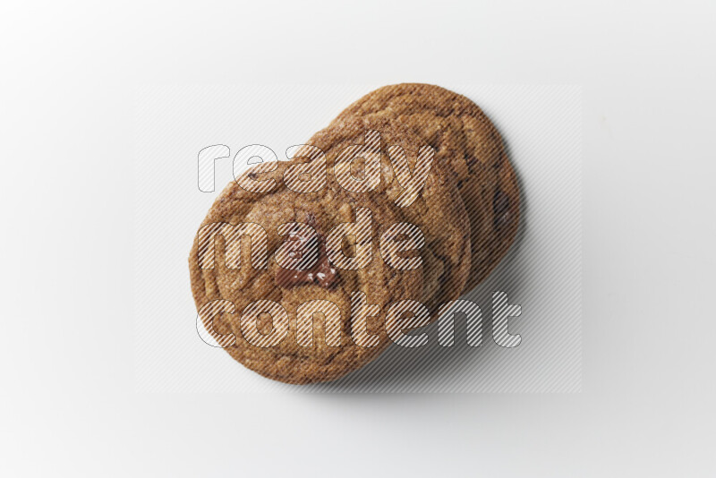 Chocolate chips cookies on a white background