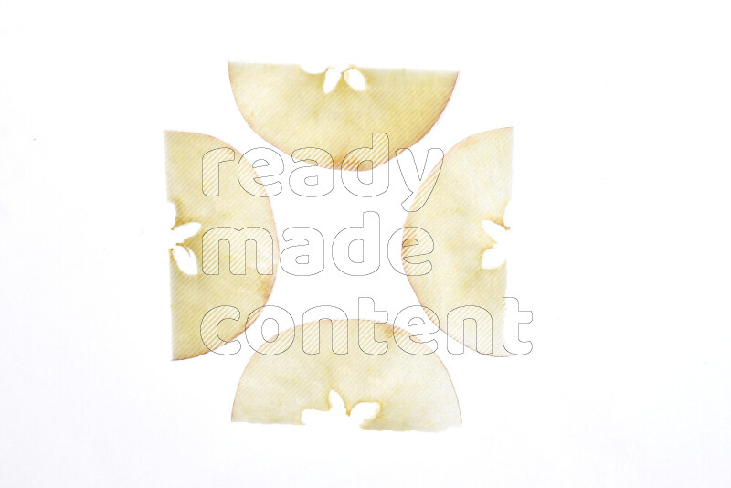 Apple slices on illuminated white background