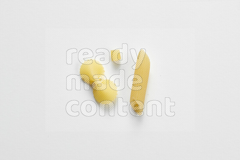 Different pasta types on white background