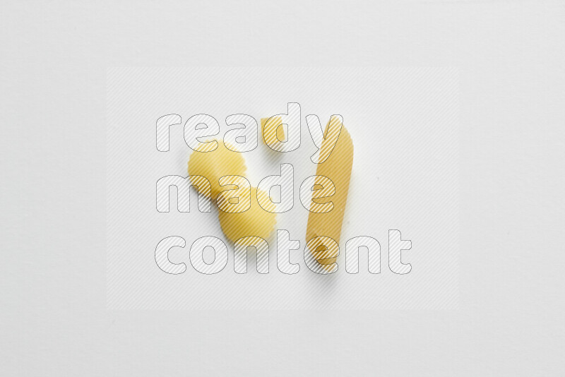 Different pasta types on white background