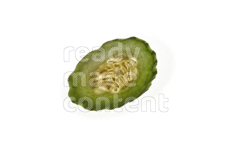Cucumber slices on illuminated white background