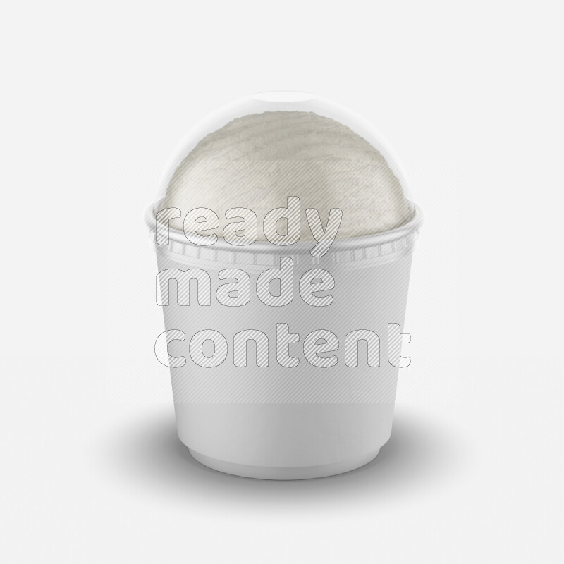 Ice cream in a white rough paper cup mockup isolated on white background 3d rendering