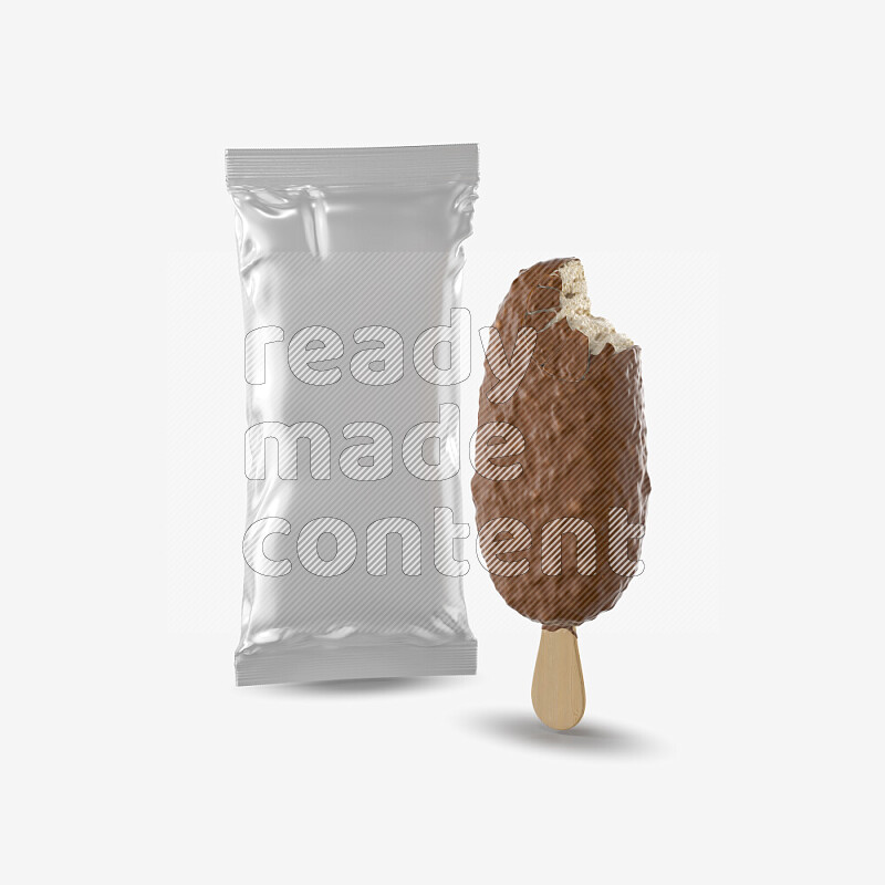 Chocolate ice cream stick mockup isolated on white background 3d rendering