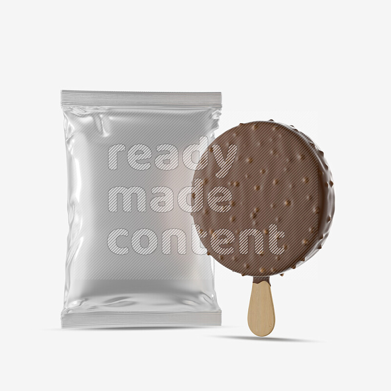 Chocolate ice cream stick mockup isolated on white background 3d rendering