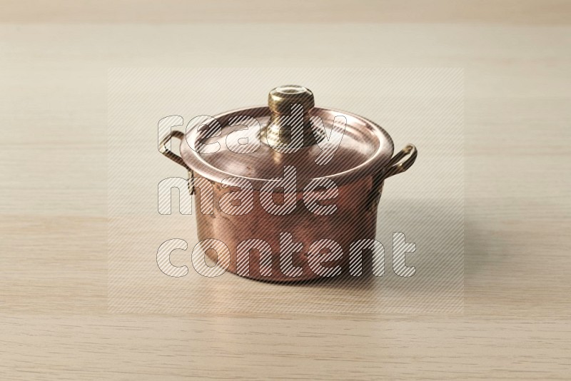 Small Copper Pot on Oak Wooden Flooring, 15 degrees