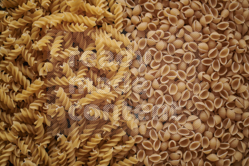 2 types of pasta filling the frame