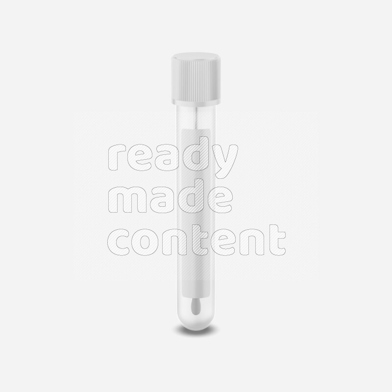 Transparent plastic swab tube mockup with blank label isolated on white background 3d rendering