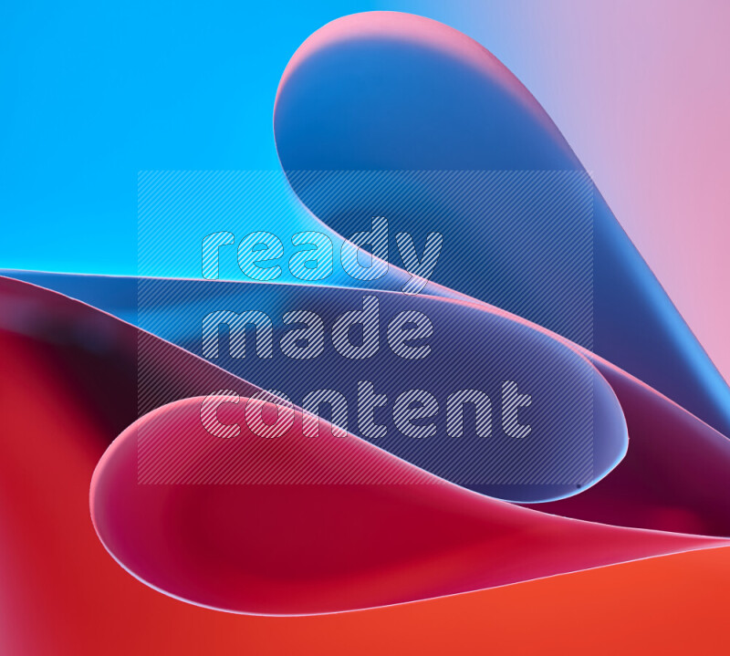 An abstract art of paper folded into smooth curves in blue and red gradients