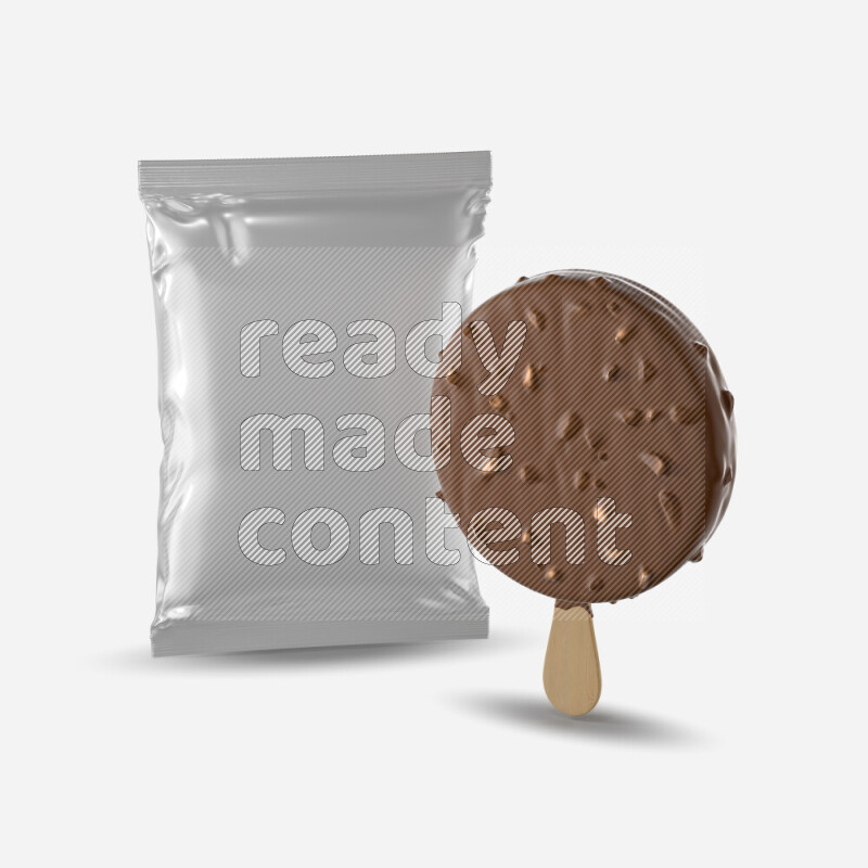 Chocolate ice cream stick mockup isolated on white background 3d rendering